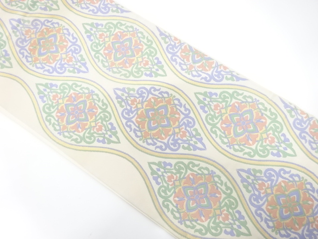 JAPANESE KIMONO / FUKURO OBI / SILK / WOVEN FLOWERS & TATEWAKU